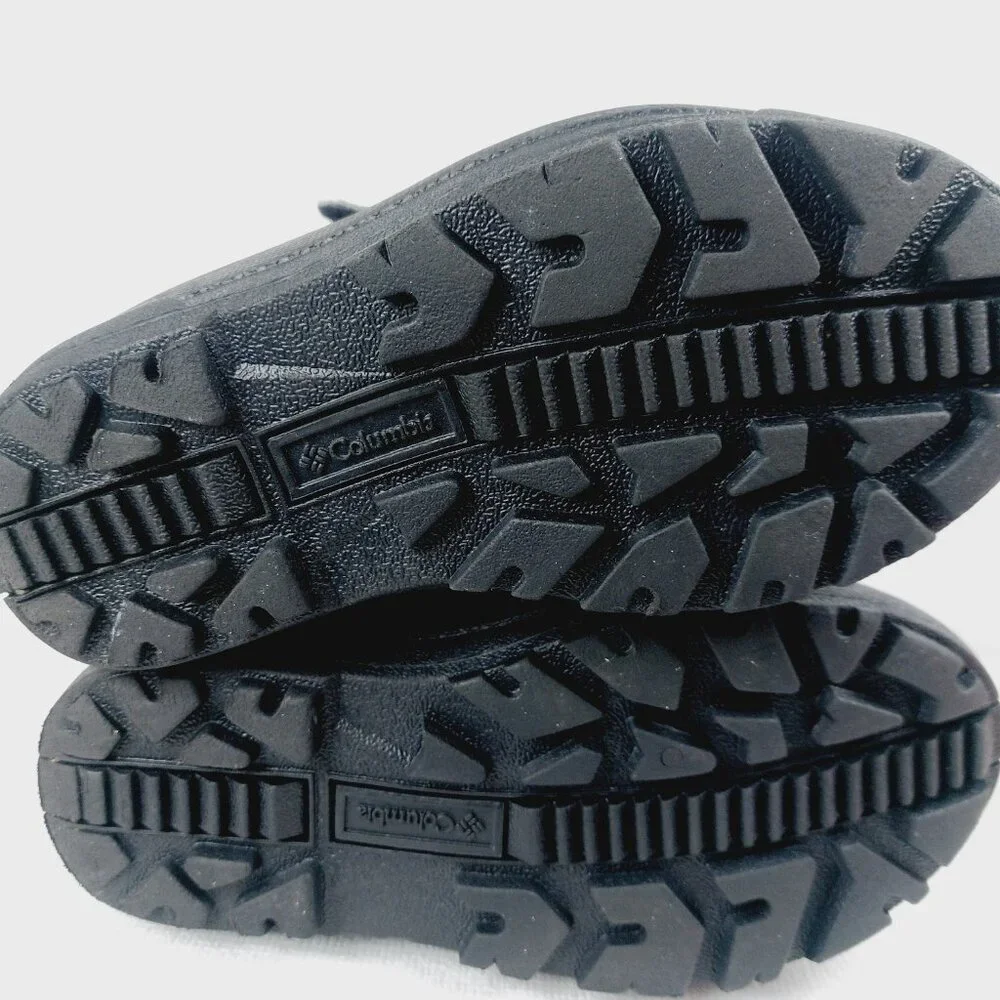 Columbia Boy's Black Gray Powderbug Plus II Mid-Calf Winter Snow Boots Sz 12.5